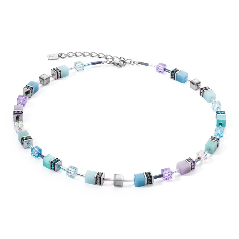 Elegant Pearl Necklaces-Coeur De Lion GeoCUBE® Iconic Aqua-Lilac Necklace