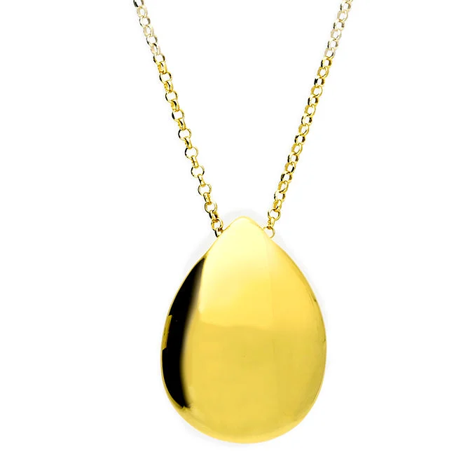 Simple Chain Necklaces-18ct Gold Plated Sterling Silver Teardrop Pendant Necklace