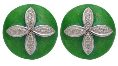 Beautiful Silver Earrings-Repair - Earrings - Diamond with Enamel in silver (183DS)