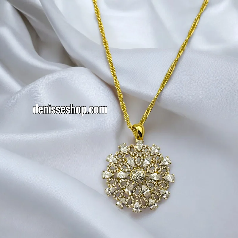 Simple Chain Necklaces for Women-14K / WOMEN / ZIRCONIA SUN FLOWER NECKLACE N119