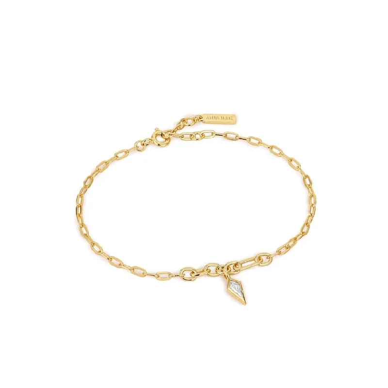 Beautiful Adjustable Bracelets-Gold Sparkle Drop Pendant Chunky Chain Bracelet