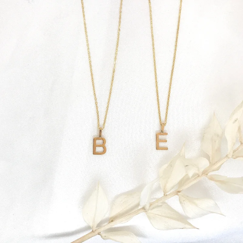 Designer Choker Necklaces-10k Gold Mini Plain Letter Necklace