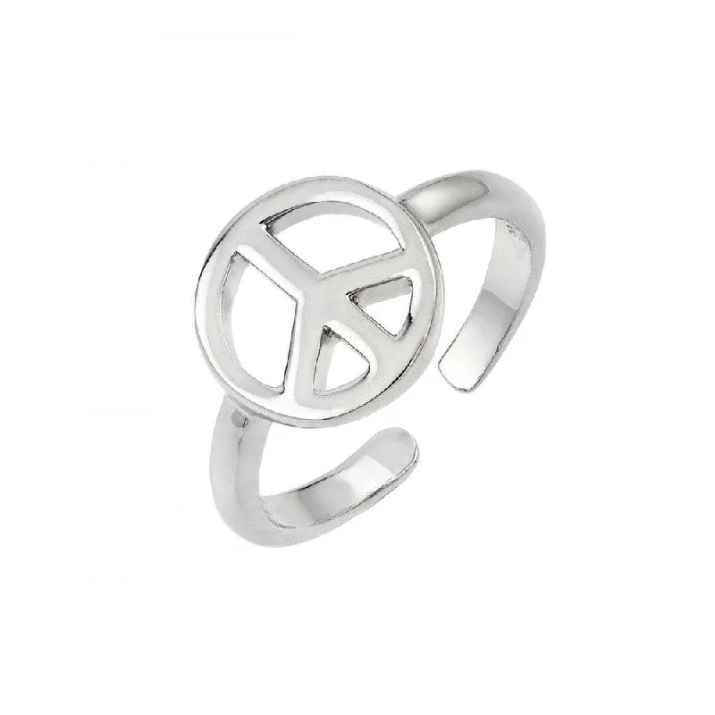 Designer Gold Rings-Silver 925 Rhodium Plated Peace Toe Ring - BGR00840