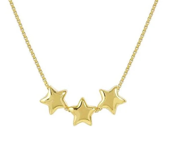 Fashionable Long Pendant Necklaces-Nomination Gold Vermeil Cubic Zirconia 3 Star Necklace