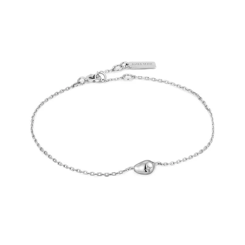 Fashionable Beaded Bracelets-Silver Pebble Sparkle Chain Bracelet