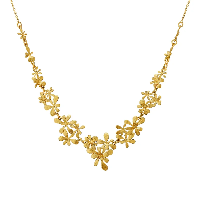 Bold Gold Necklaces-Alex Monroe Clustered Rosette Allure Collar Necklace