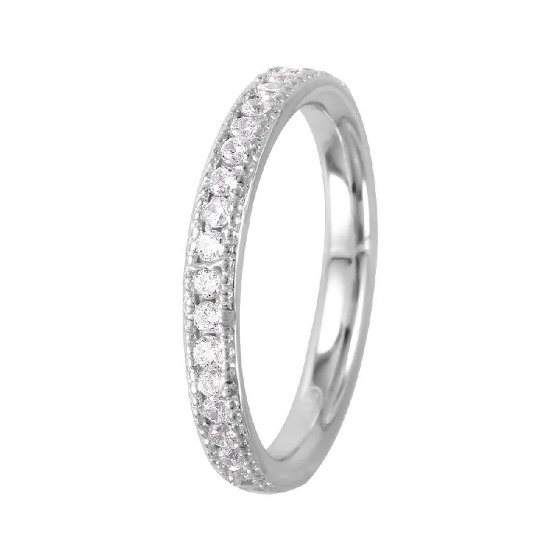 Birthstone Rings for Women-Rhodium Plated 925 Sterling Silver Channel Set CZ Band - GMR00065