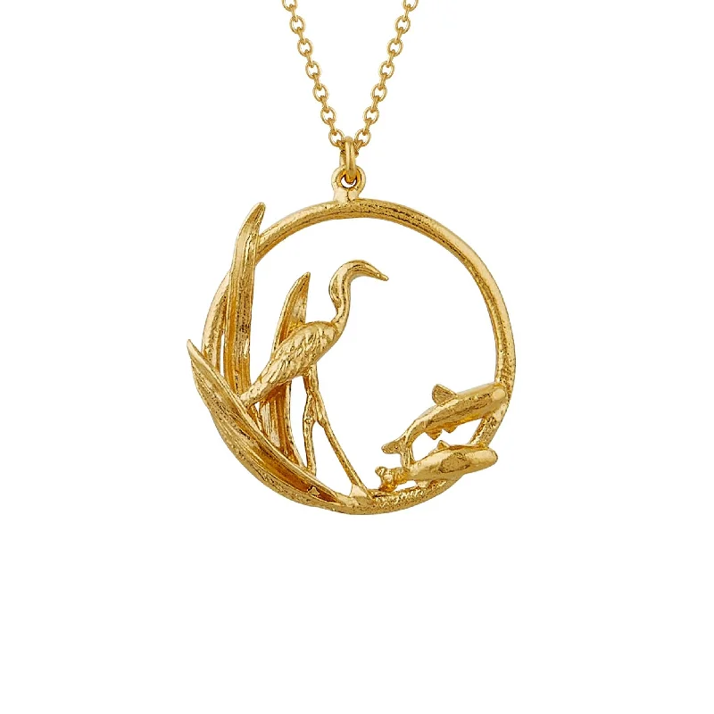 Long Crystal Necklaces-Alex Monroe The Heron & The Fish Loop Necklace