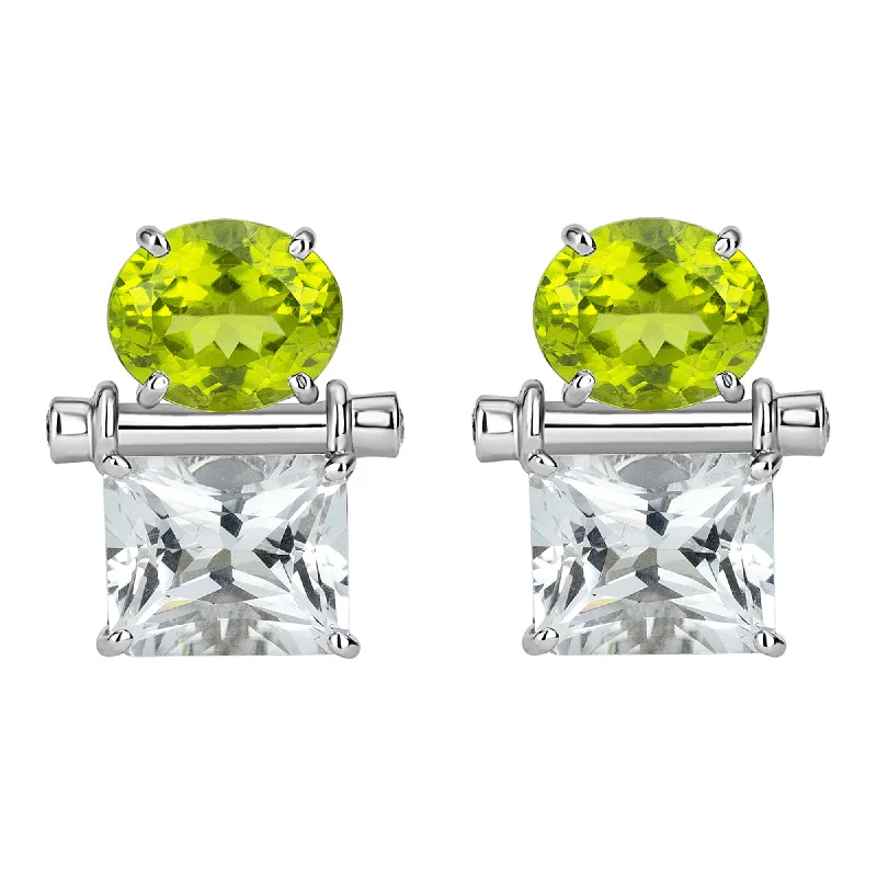 Luxury Diamond Stud Earrings-Earrings - Peridot, Crystal And Diamond