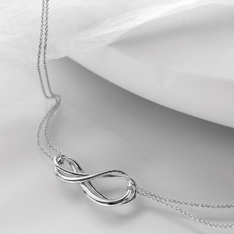 Gold Infinity Necklaces-Kit Heath Sterling Silver Infinity Double Chain Necklace