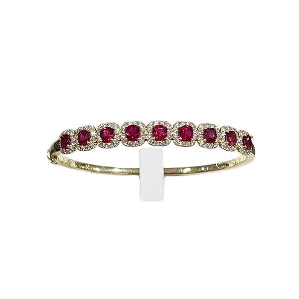 Wedding Bangles for Women-14k Yellow Gold Ruby Bangle