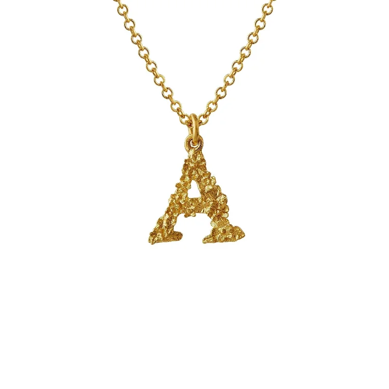 Stunning Gemstone Necklaces-Alex Monroe 18ct Teeny Tiny Floral Letter A