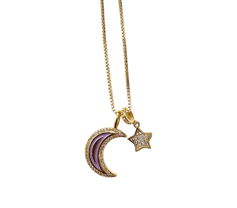 Sterling Silver Necklaces-Luna Lavendar Necklace