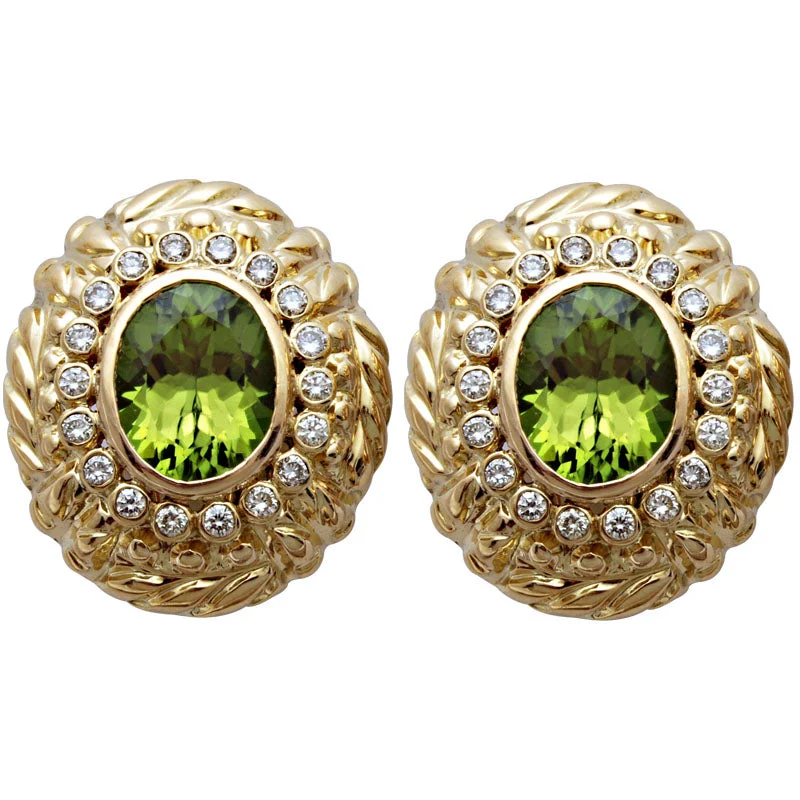 Statement Earrings-Earrings- Peridot And Diamond (1601F)