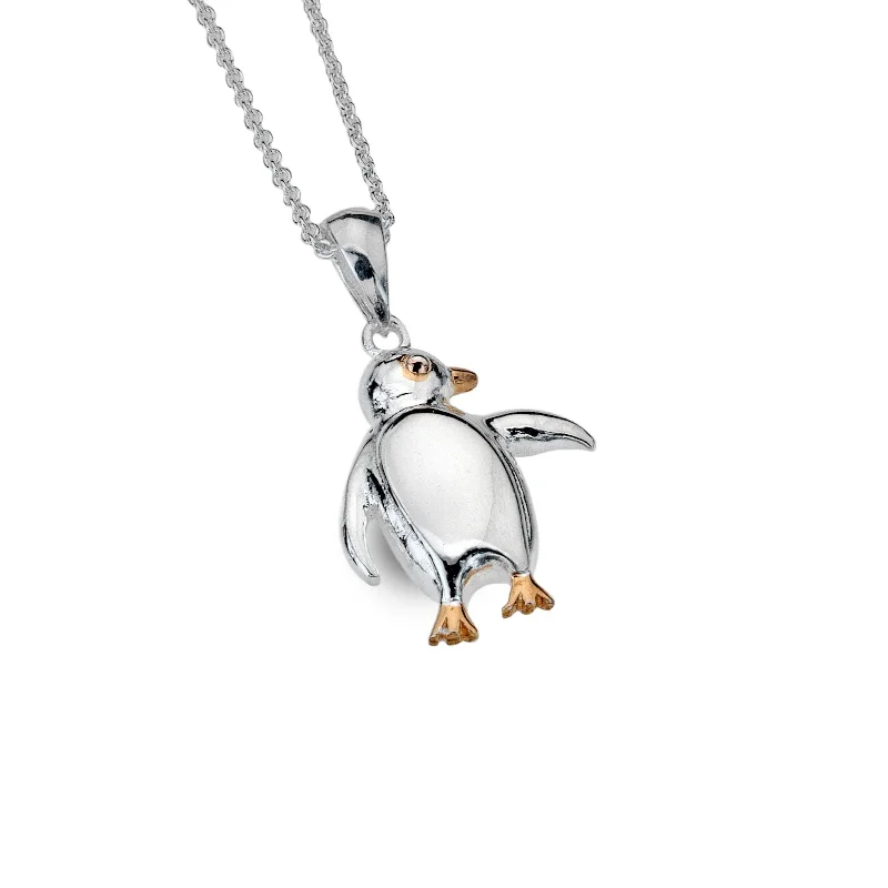 Modern Gemstone Necklaces-Sea Gems Sterling Silver Rose Gold Penguin Necklace