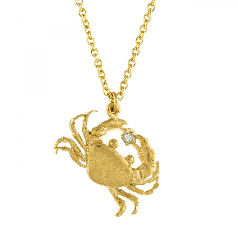 Large Gold Pendant Necklaces-Alex Monroe Cheeky Crab Necklace