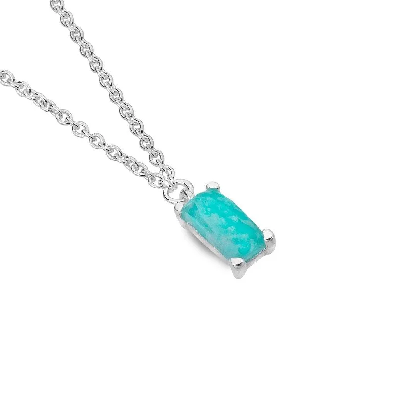 Beautiful Silver Pendant Necklaces-Sea Gems Amazonite Sea Gypsy Necklace