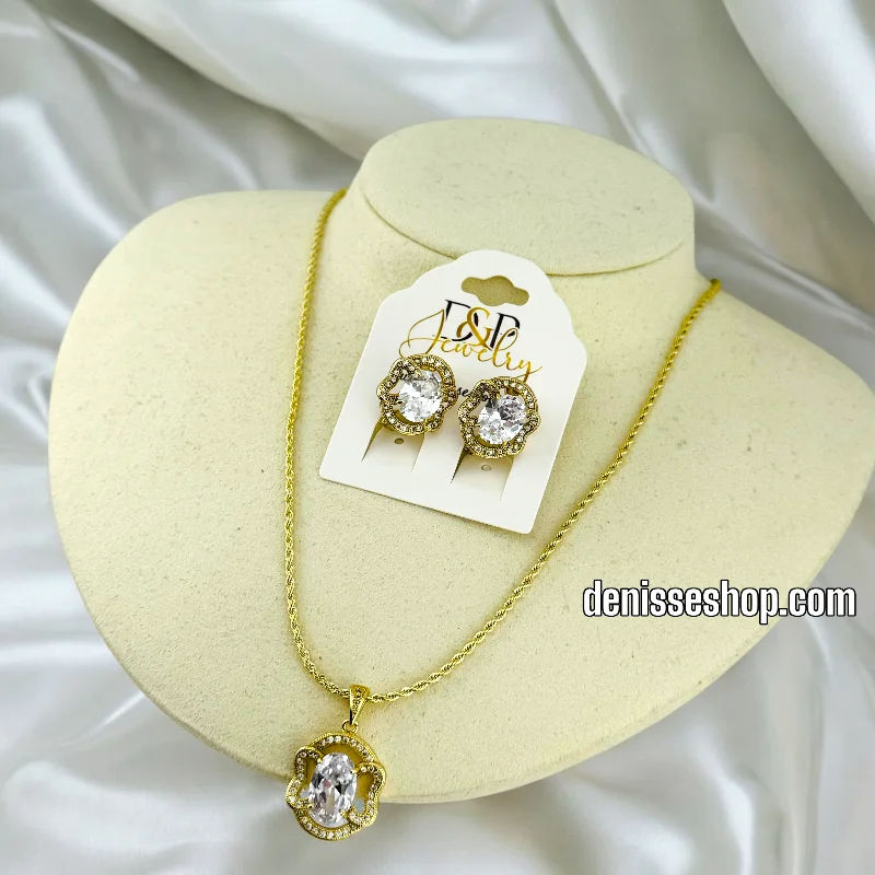 Silver Chain Necklaces-14K WOMEN ELEGANT NECKLACE SET N131