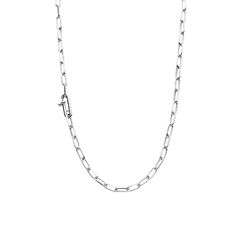 Customizable Gold Choker Necklaces-Ti Sento Silver Necklace with Mini Silver Chain Links