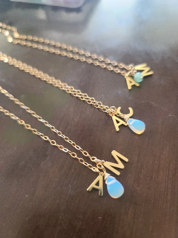 Stunning Gemstone Necklaces-Initial Opalite Necklace