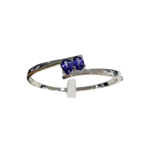 Custom Bangle Bracelets-Sterling Silver Tanzanite Bangle