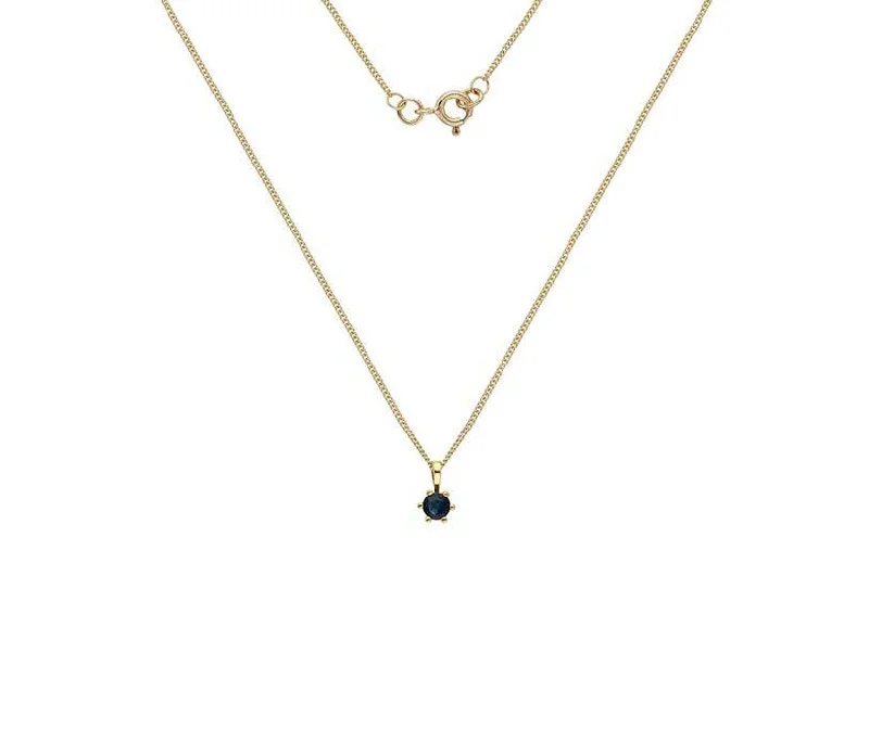 Silver Gemstone Necklaces-9ct Yellow Gold Sapphire Claw-set Pendant Necklace