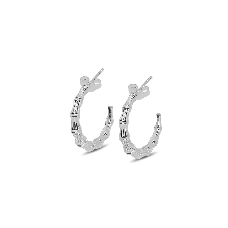 Artistic Stud Earrings-THE PAVE' BAMBOO HOOP EARRINGS