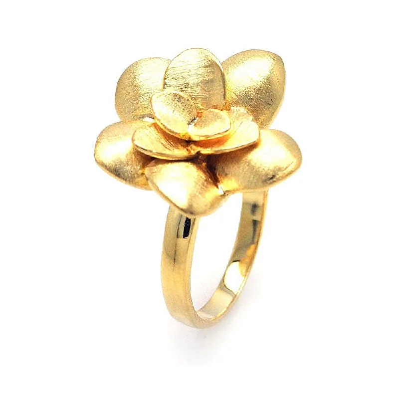 Custom Gold Rings-Clearance-Silver 925 Gold Plated Flower Ring - STR00577