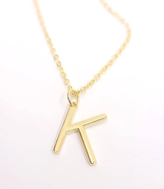 Stylish Pendant Necklaces-Block Letter Initial Necklace