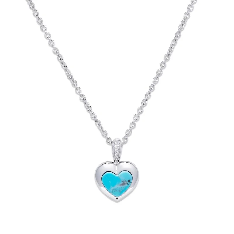 Beautiful Silver Necklace Chains-Unique & Co Silver Turquoise Heart Necklace