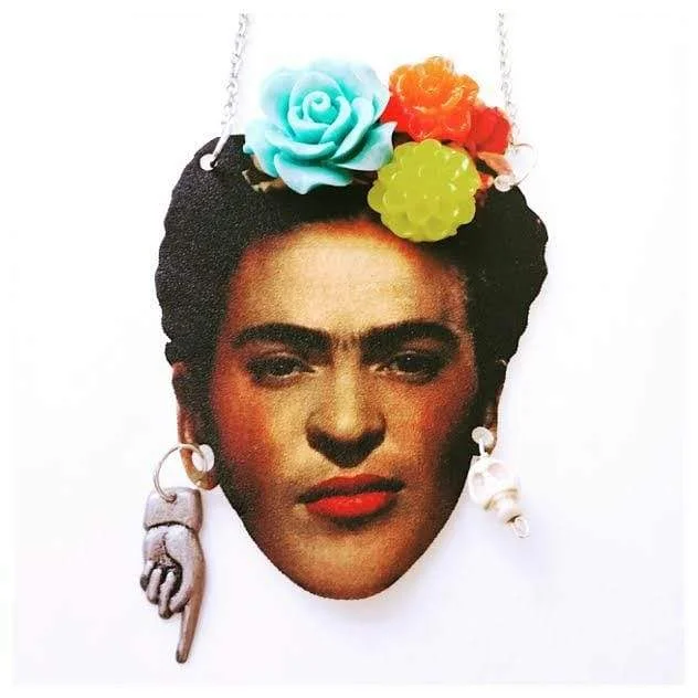 Unique Pendant Necklaces-Frida Kahlo Self Portrait Necklace