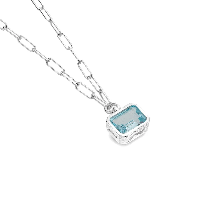 Modern Pendant Necklaces-Sea Gems Lelanta Blue Topaz Necklace