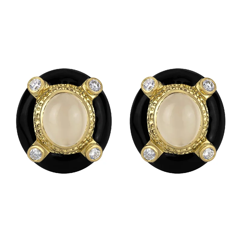 High-Quality Earrings-Earrings- Moonstone & Diamond (enamel) (1752A)