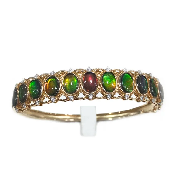 Customizable Wedding Bangles-Sterling Silver Ammolite Bangle