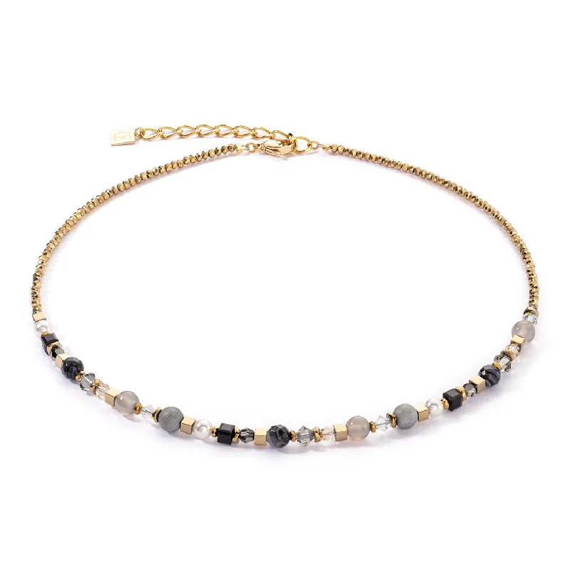 Bold Gold Necklaces-Coeur De Lion Festive Spheres Grey Gold Necklace