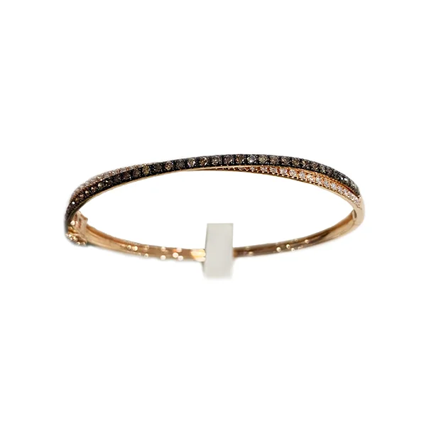 Slim Silver Bangles-14k Rose Gold Brown Diamond Bangle