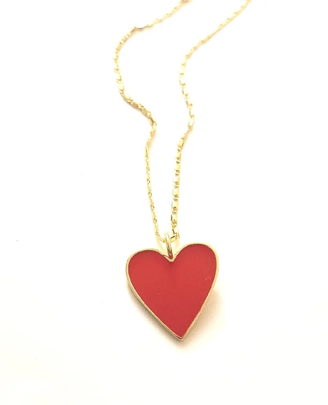 Long Pendant Necklaces-Te Amo Heart Charm Necklace