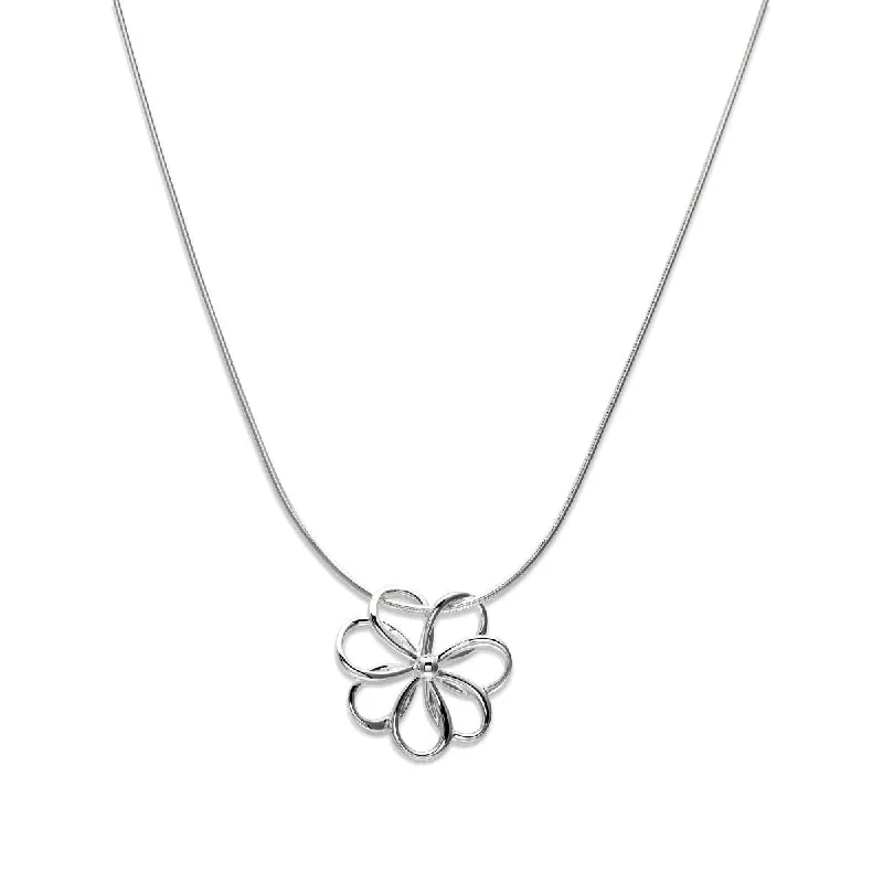 Unique Pendant Necklaces-Unique & Co Silver Flower Outline Necklace