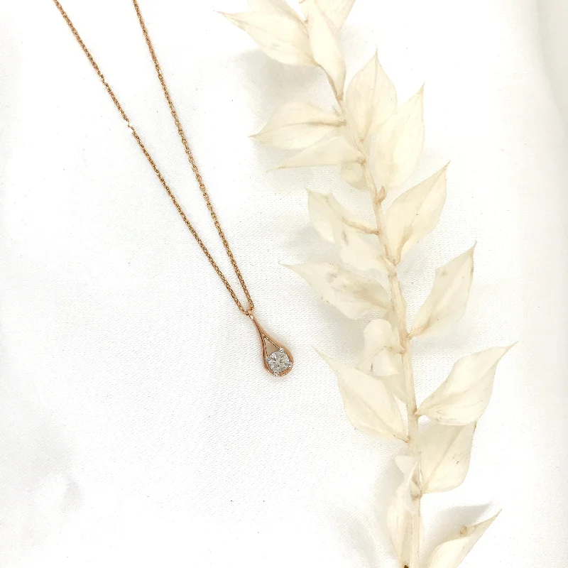 Modern Infinity Necklaces-10k Rose Gold Diamond Teardrop Necklace