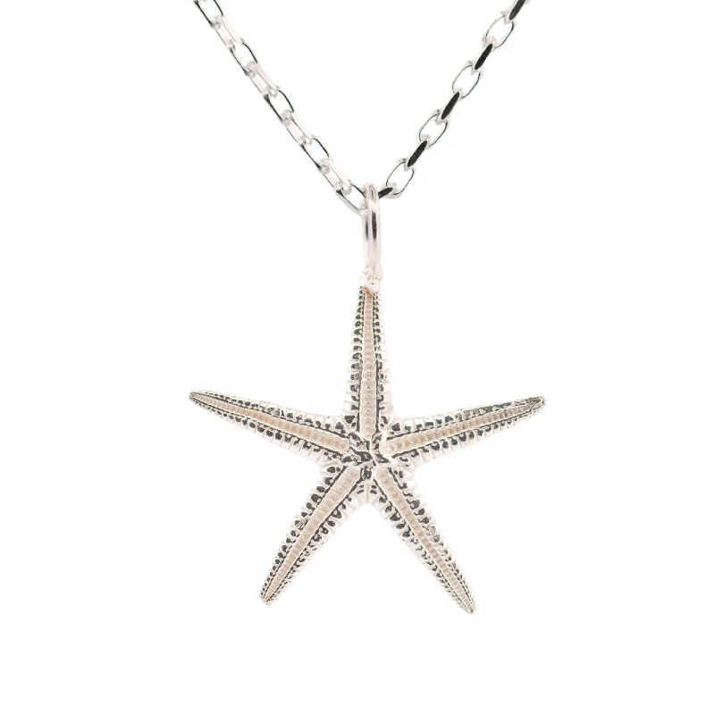 Luxurious Pendant Necklaces-Dainty London Maxi Silver Starfish Necklace