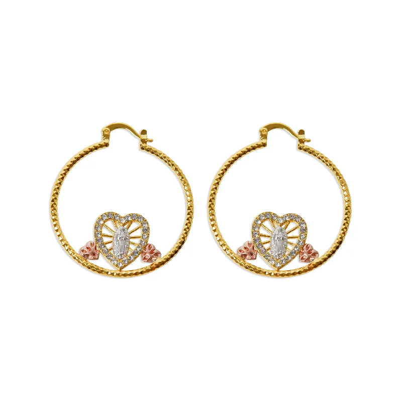 Stylish Stud Earrings for Women-THE HAMMERED HOOP GUADALUPE HEART EARRINGS