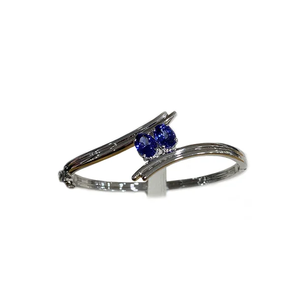 Bridal Jewelry Bangles-Sterling Silver Tanzanite Bangle