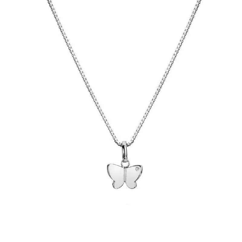 Handmade Gold Necklaces-Hot Diamonds Silver Butterfly Pendant