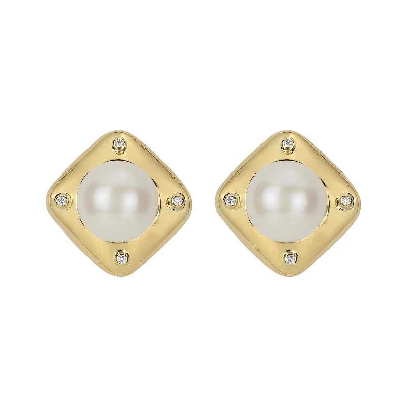 Classic Gemstone Earrings-Earrings- South Sea Pearl And Diamond (1853M)