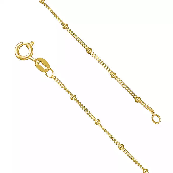 Stylish Gold Necklaces-10ct Gold Plated Sterling Silver Satellite Curb Necklace