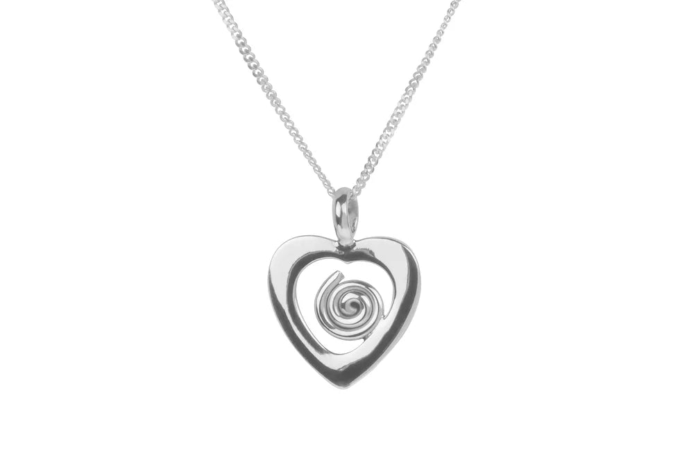 Luxury Gemstone Pendant Necklaces-Silver Swirl Heart Necklace