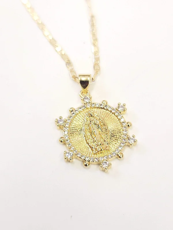 Designer Silver Pendant Necklaces-Virgen CZ Necklace