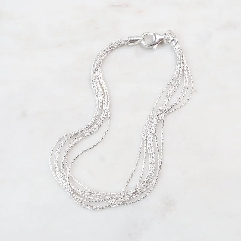 Minimalist Silver Bracelets-Sterling Silver 7 Strand Sparkle Bracelet