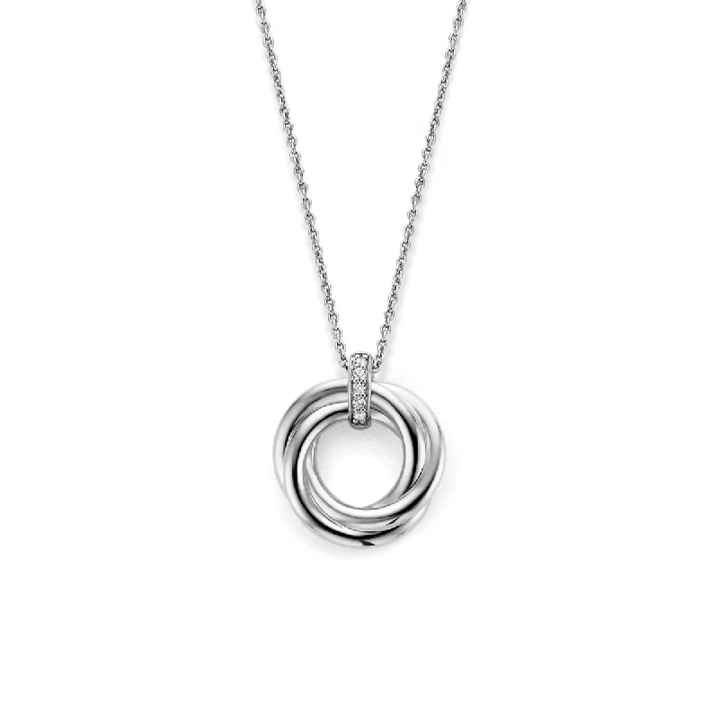 Dainty Birthstone Necklaces-Ti Sento Sterling Silver Twisted Circle Necklace