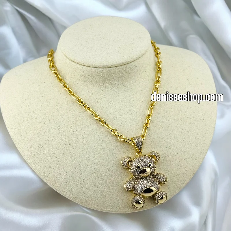 Stylish Gold Chokers-14K WOMEN/BEAR NECKLACE N138